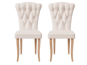 Lot de 2 chaises salle à manger, assise rembourrée en velours avec pieds en bois massif, ergonomie, pour cuisine, salle à manger, salon, chambre à coucher, beige
