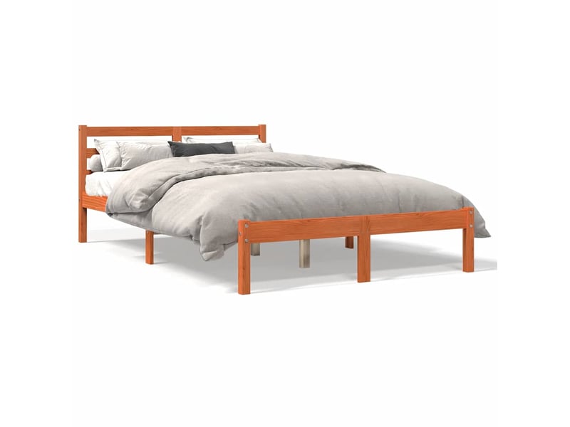  Lit double- lit adulte -  cadre de lit sans matelas  marron 150x200cm bois pin massif  - Conforama A
