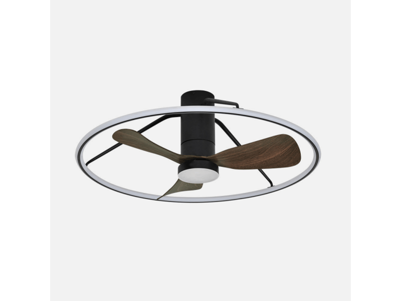  Ventilateur de plafond fabrilamp oporto dc noirmarron 3 pales 84 cm 6 vitesses led 56 w télécommande 243691388 - Conforama D