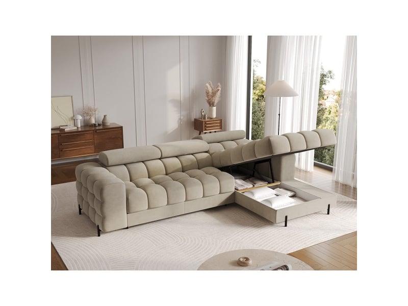  Canapé d'angle droit convertible beige design élégant 285x99x181cm filtro  - Conforama C