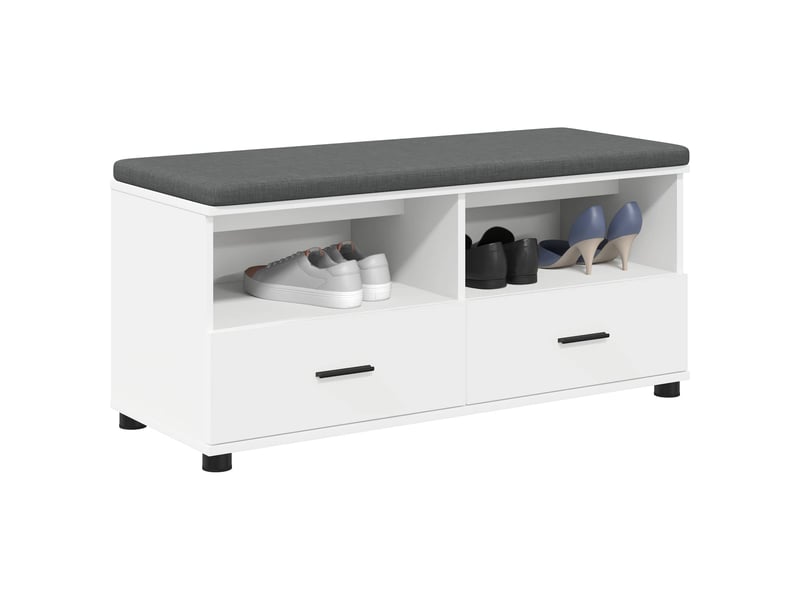 Banc d'entrée, banc interieur blanc 100x38x46 cm bois ingénierie et tissu shl90858 - Conforama C