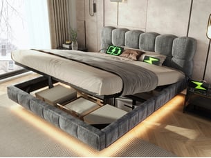 Lit coffre 140x200 cm LEYTN coloris gris