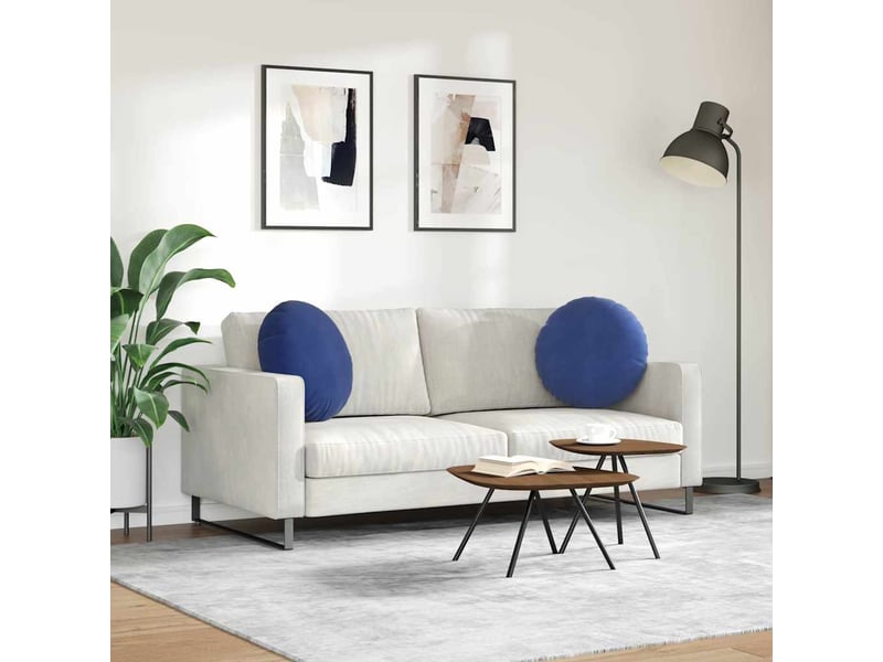  Lot de 2 coussins de siège, coussins décoratifs velours bleu police ø50 x 19 cm cf59883  - Conforama D