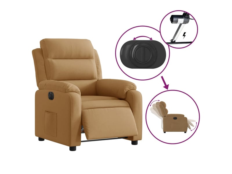  Vidaxl fauteuil inclinable électrique marron velours  - Conforama E