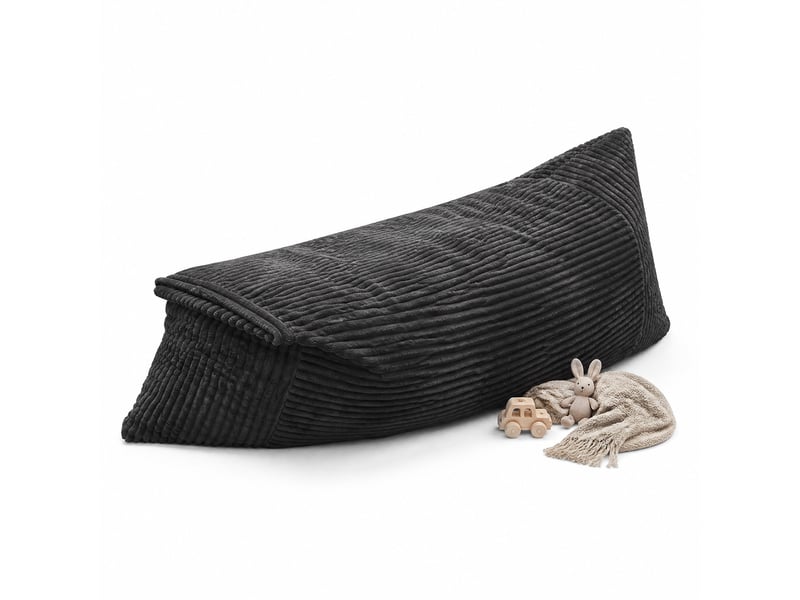  Fauteuil pouf convertible 180x125 cm gris foncé en corduroy, 3 positions pour s'asseoir, se détendre ou dormir  - Conforama A