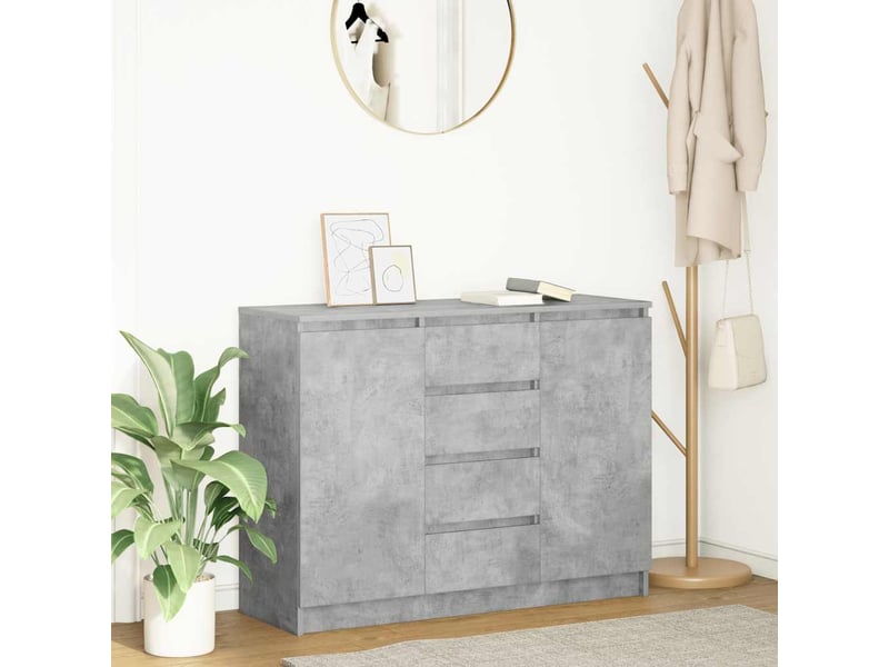  Buffet - bahut - meuble de rangement avec tiroirs gris béton 100,5x35x76 cm bois d'ingénierie  - Conforama B