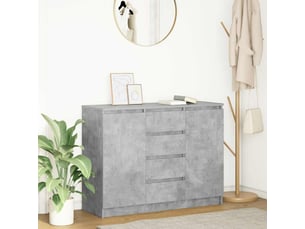 Buffet - bahut - meuble de rangement avec tiroirs gris béton 100,5x35x76 cm bois d'ingénierie