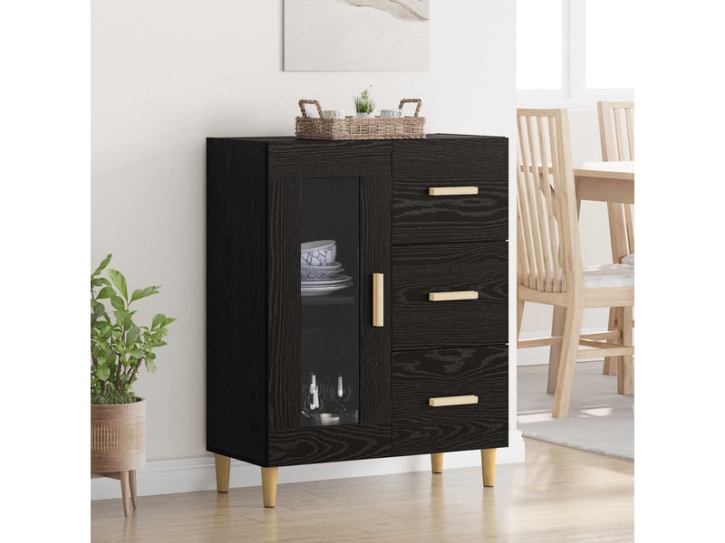 Buffet - bahut - meuble de rangement chêne noir 69,5 x 34 x 90 cm bois d'ingénierie  - Conforama B