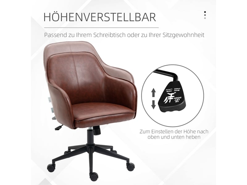 Chaise de bureau en similicuir marron, hauteur réglable  - Conforama E