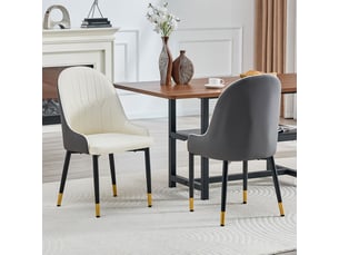 Lot de chaises 2 pièces chaise dossier motif éclair blanc et gris foncé rembourrage épais hautement élastique usage privé cafés usage commercial