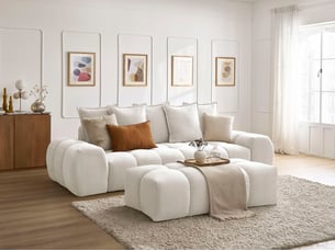 Canapé droit convertible BOBOCHIC EVEREST 3 places Tissu blanc avec coffre de rangement