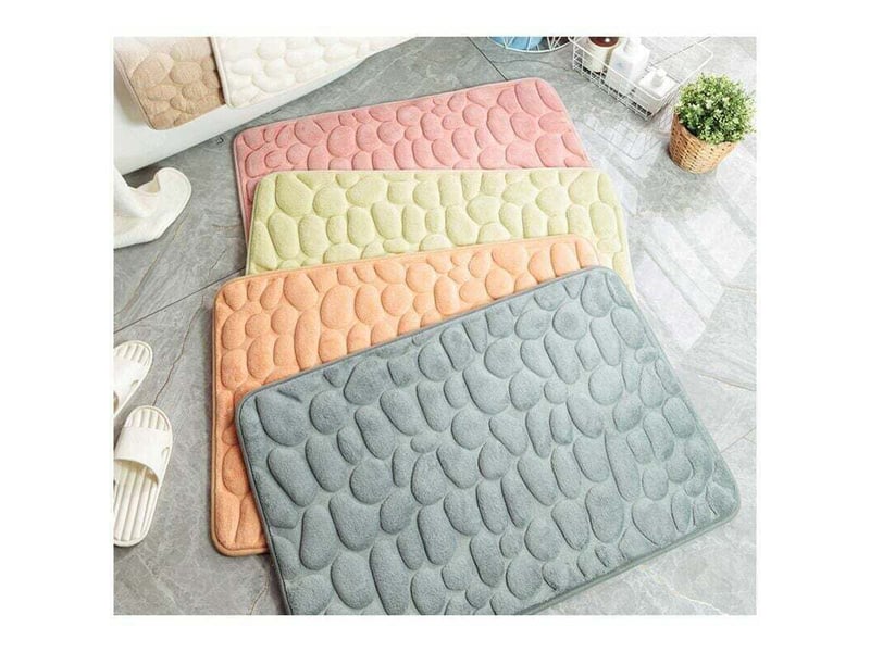  Tapis de sol gaufré en galets, tapis de sol absorbant antidérapant pour entrée de salle de bain (blanc lait, 40 60cm)  - Conforama C