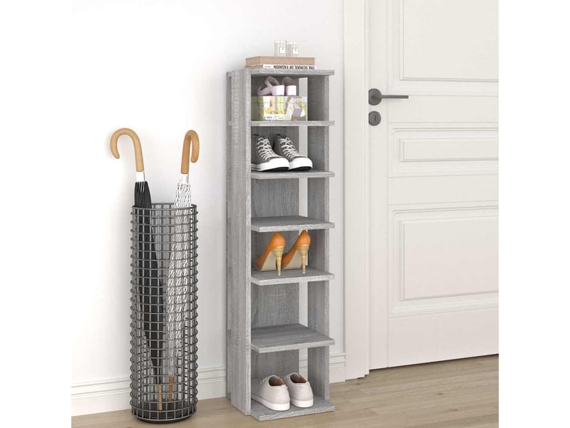  Meuble à chaussures, étagère à chaussures sonoma gris 27,5x27x102 cm bois ingénierie  - Conforama B