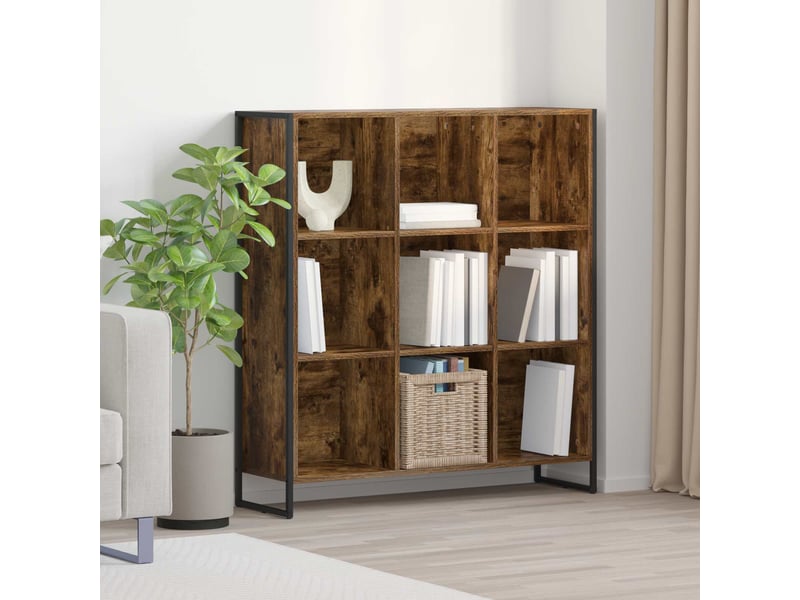 Bibliothèque, armoire à livres 99,5 x 30 x 108 cm bois d'ingénierie chêne fumé shl441  - Conforama B