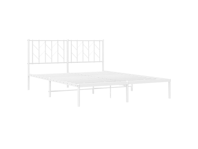  Lit double- lit adulte -  cadre de lit métal sans matelas et tête de lit blanc 150x200 cm  - Conforama C
