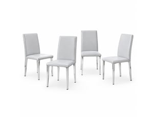 Chaises de salle à manger lot de 4 à dossier ergonomique - pieds métal, simili cuir gris clair argenté