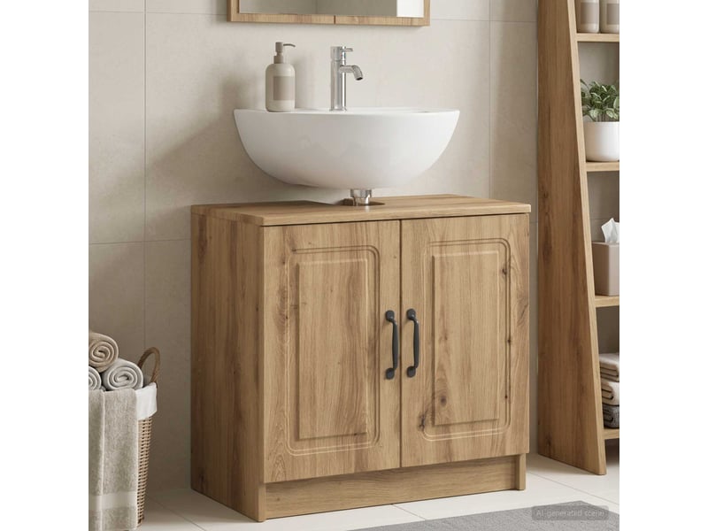 Meuble sous lavabo de salle de bain utrecht chêne artisanal cf64928 - Conforama B