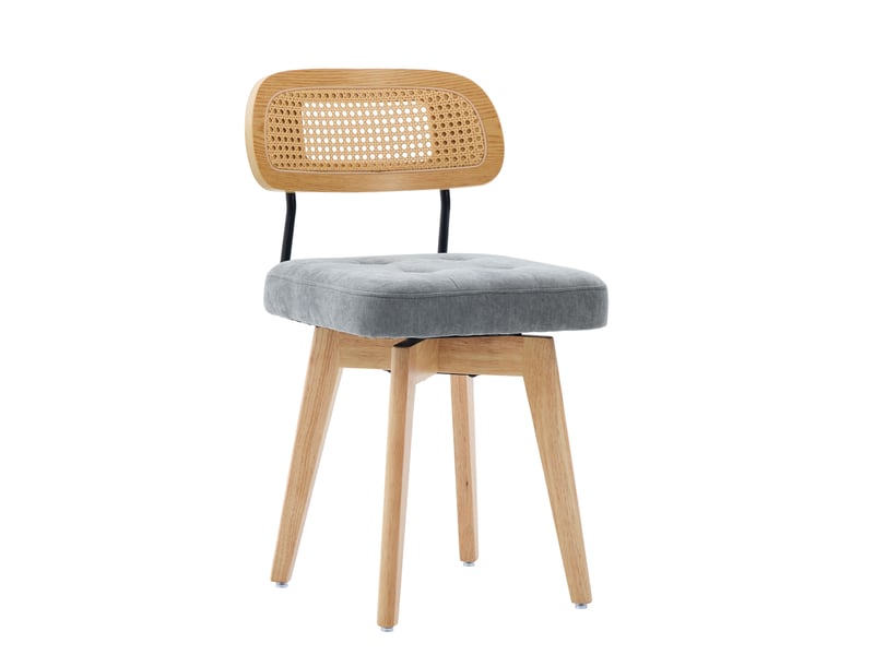  Lot de 2 chaises pivotantes 43x50x77 cm,coloris naturel et gris  - Conforama A