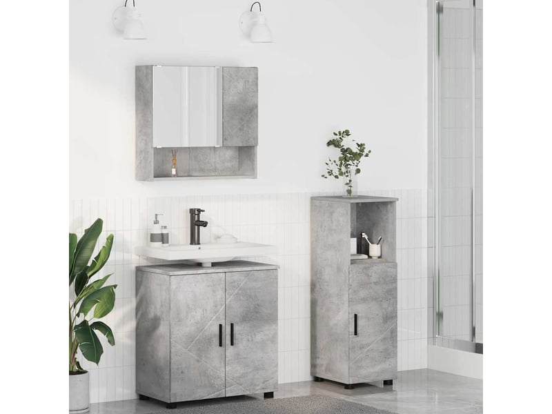 Ensemble de mobilier de salle de bain 3 pc gris béton cf64378 - Conforama B