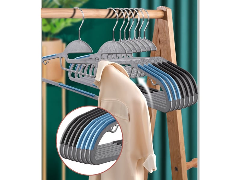  Lot de 20 cintres en plastique ultra robustes et antidérapants – bleu  - Conforama D