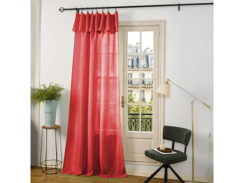 Lot de 2 voilages ajustables + 8 anneaux pince 140 x 270 cm evasion polyester effet lin - Conforama B
