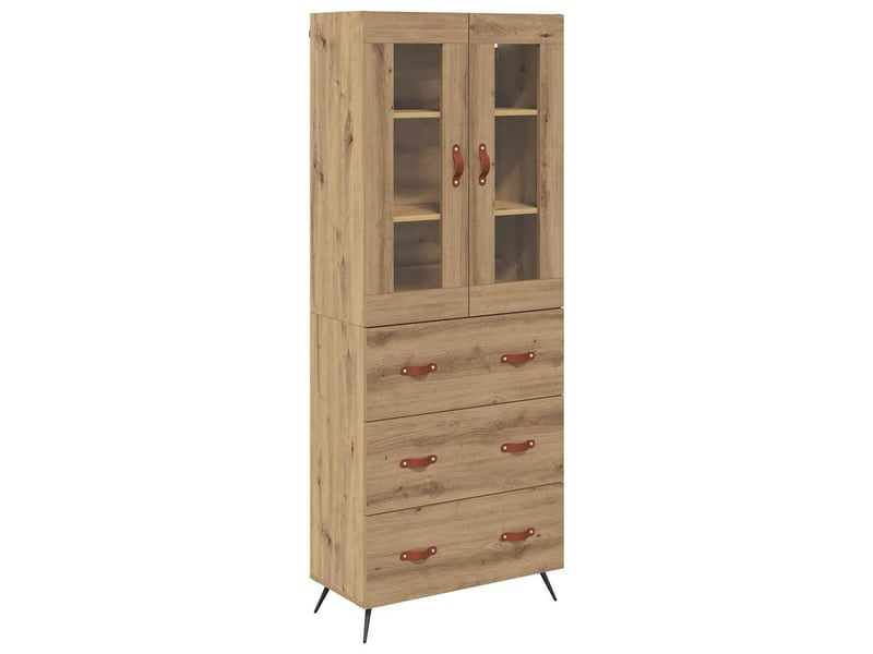 Buffet - bahut - meuble de rangement avec étagère 2 pc chêne artisanal 69,5 x 34 x 180 cm - Conforama A