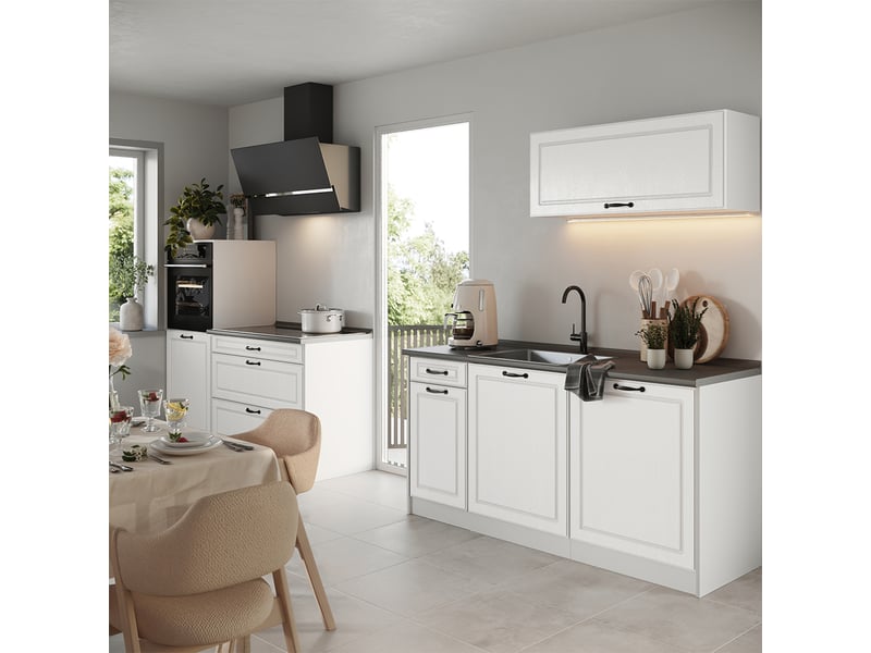  Vicco cuisine, blanc campagneblanc, 160cm plan de travail marbre  - Conforama C