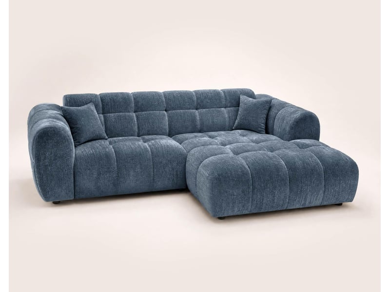  Mini ray - canapé d'angle droit 4 places en tissu texturé - best mobilier - bleu MINI RAY - Conforama E