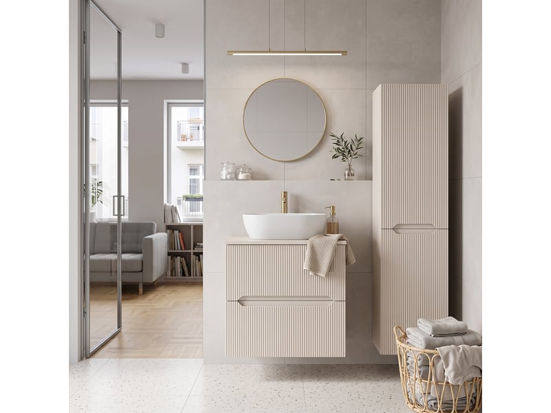  Ensemble meuble sous vasque avec plan et colonne novo l.60 cm cachemire mat  - Conforama B