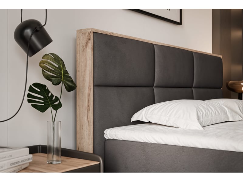  Lit coffre lavio - 120x200 cm - avec sommier et surmatelas - velours dense - gris LAVIO - Conforama D