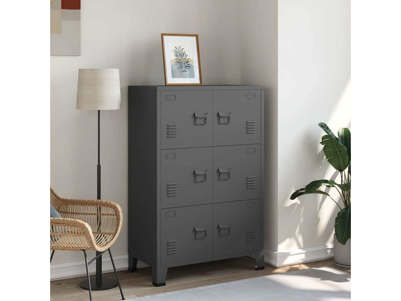 Coffre de rangement, boîte de rangement industriel anthracite 75x40x115 cm métal - Conforama B