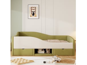 Lit avec rangement 90x190 cm OKWISH coloris bicolore