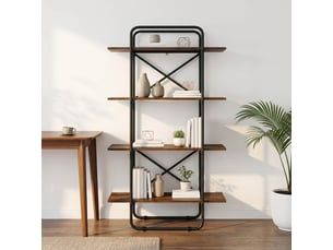 Étagère 4 niveaux, étagère de rangement 60 x 35 x 140 cm pb chêne fumé