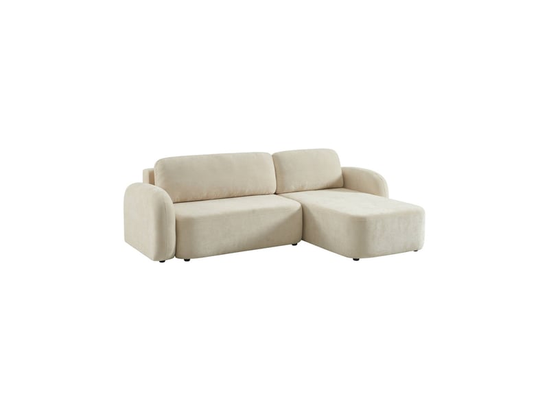 Canapé d'angle réversible convertible 3 places tissu avec coffre blanc cassé - nouma - Conforama A