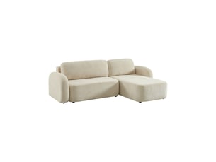 Canapé d'angle réversible convertible <strong></strong> <strong></strong> 3 places Tissu blanc avec coffre de rangement