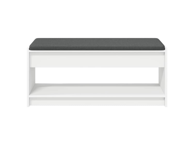  Banc d'entrée blanc 103x38x45 cm bois ingénierie et tissu  - Conforama E