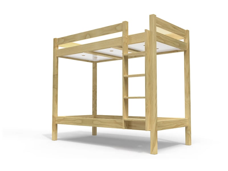  Lit superposé 2 places 90x200 échelle droite bois abc, miel SUPABCDR92-M - Conforama A