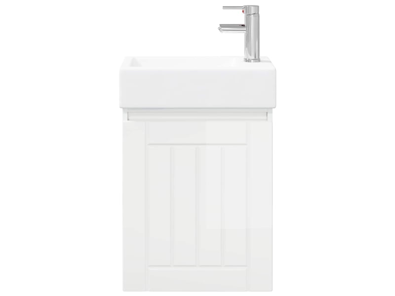 Meuble de rangement salle de bain avec robinet blanc brillant shl3075 - Conforama E