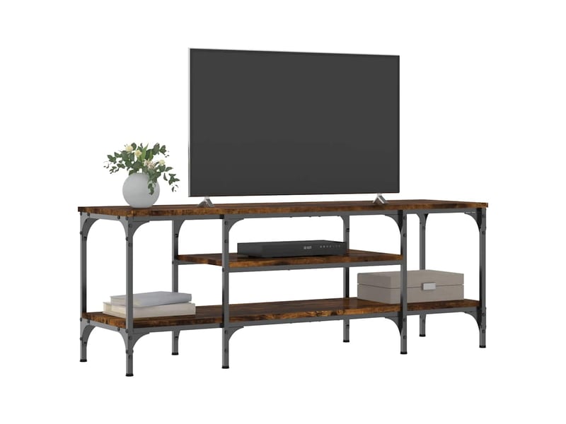  Meuble tv - banc tv - meuble de rangement chêne fumé 121x35x45 cm bois d'ingénierie et fer  - Conforama C