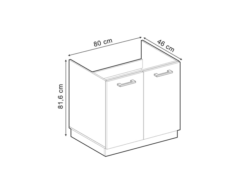  Vicco meuble bas sous-évier, mint campagneanthracite, 80cm plan de travail marbre  - Conforama B