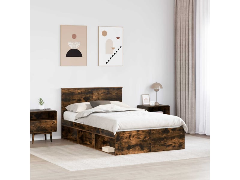  Lit double- lit adulte -  cadre de lit chêne fumé 120 x 190 cm pin massif  - Conforama B