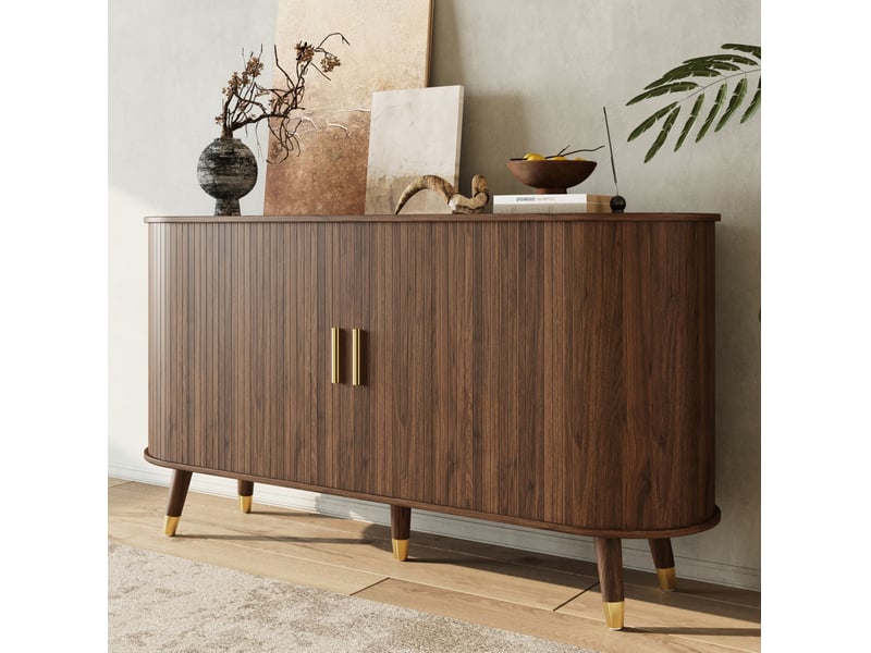Buffet 140x40x79,5 cm 2 portes coulissantes 2 tiroirs mdf noyer - Conforama C