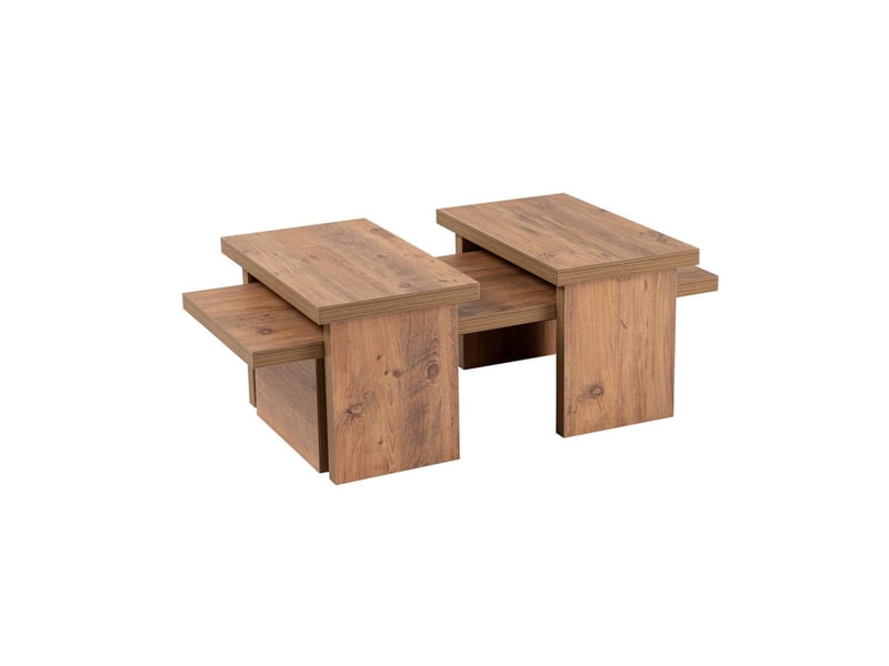  Tables basses gigognes en bois mdf mélaminé pin atlantique 110 x 45 x 30 cm lot de 2  - Conforama D