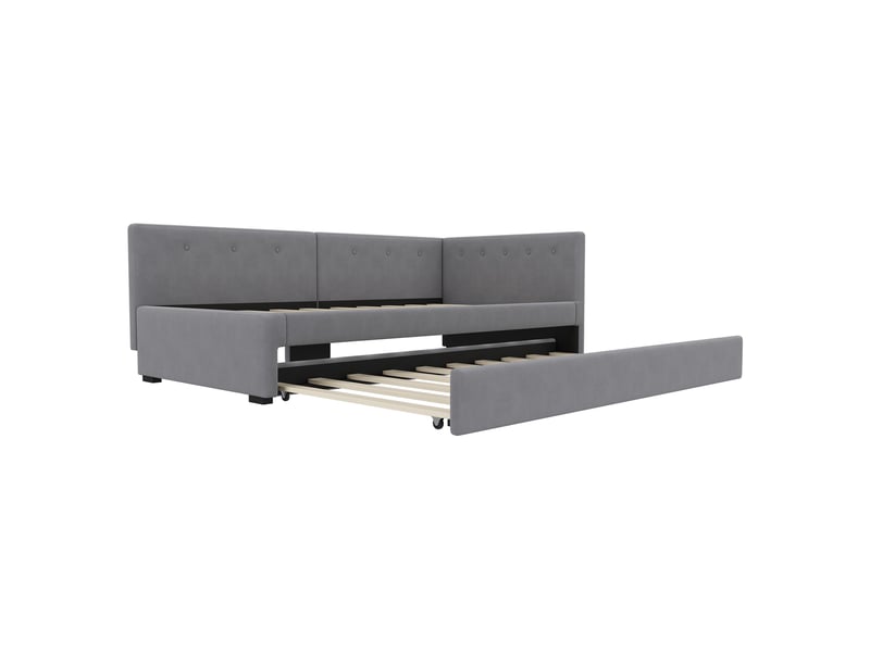  Lit banquette 90x200 avec lit gigogne velours gris lit simple sans matelas  - Conforama R