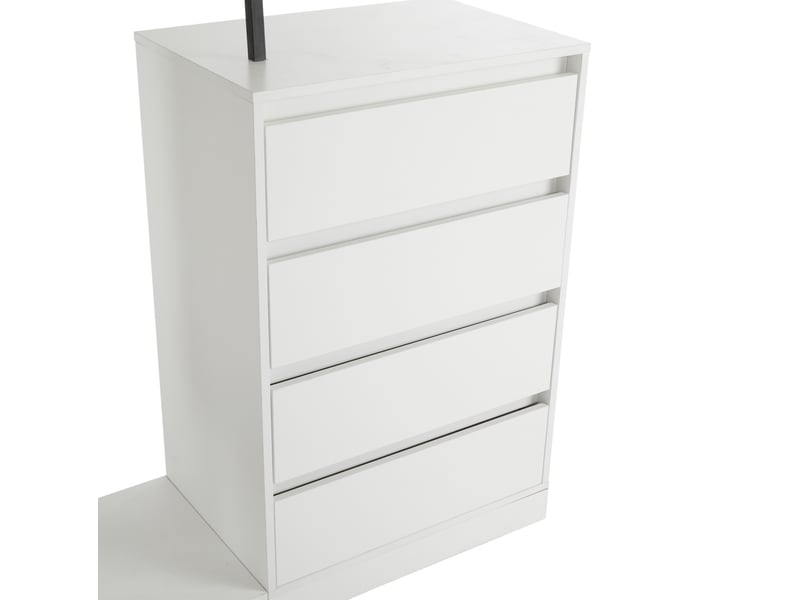  Meuble de rangement avec 4 tiroirs, 3 niches ouvertes et penderie pour chambre ou entrée, blanc, 100 × 40 × 135 cm  - Conforama E