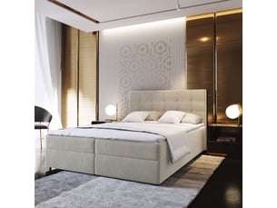 Lit avec rangement 140x200 cm <strong>MASSENO</strong>  <strong></strong> coloris beige
