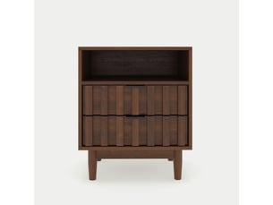 Chevet, coloris marron noyer, dimensions : 48 x 40 x 60 cm