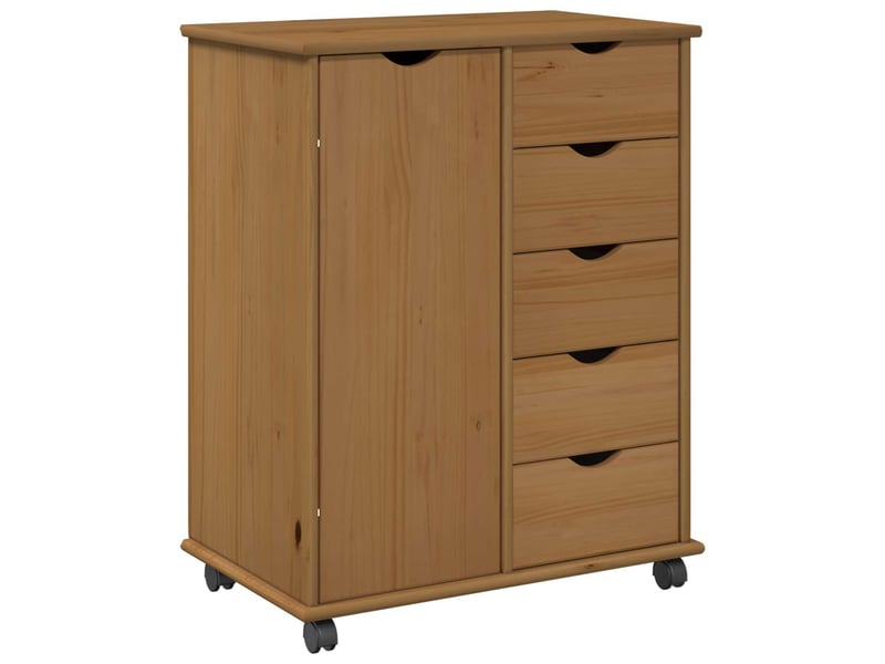  Caisson roulant de bureau, meuble de rangement 63,5 x 39 x 79 cm bois de pin massif  - Conforama A