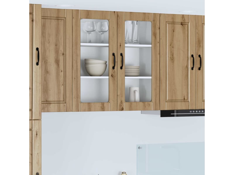 Meuble mural de cuisine, cabinet en verre mural chêne artisanal 80x31x80cm shl5753 - Conforama B