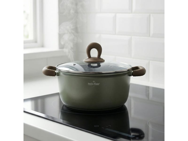 Batterie de cuisine 18 pièces tous feux dont induction vert swiss haus sh-zl3018g - Conforama C